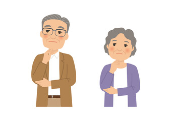 シニア考えるポーズ大