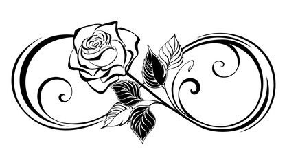 Infinity symbol with outline rose