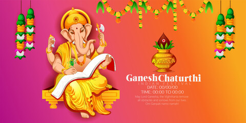 illustration of Lord Ganpati for Happy Ganesh Chaturthi Indian festival 
