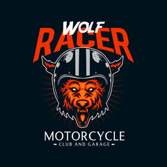 motorcycle artwork with wolf face