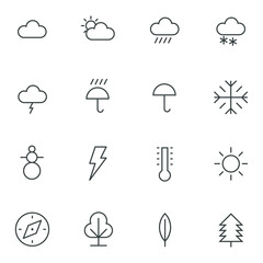 weather set icon black and white line art
