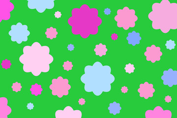 Fototapeta na wymiar seamless pattern with flowers. Colorful pastel flower on green background. flower pattern wallpaper illustration design.