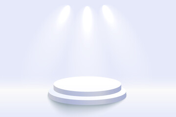 white background with podium platform for product display