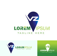 VZ Monogram Initial Logo Sign