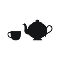 The teapot and cup icon. Tea symbol. Flat illustration