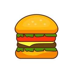 Delicious burger flat icon. Design template vector