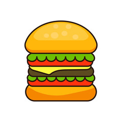 Delicious burger flat icon. Design template vector