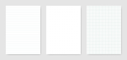 Set of blank graphical technical paper sheet for data representation