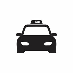 taxi car black simple icon on white background for web design