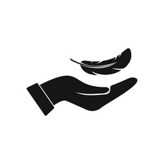 Feather on the hand  icon