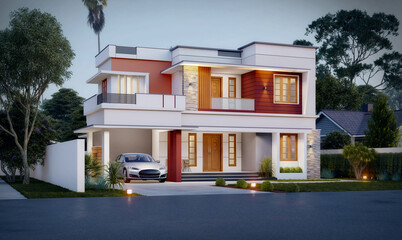 Obraz premium 3d illustration of a newly built luxury home