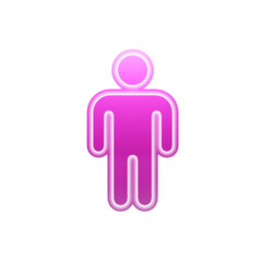 Red person icon isolated in white background. Illustration.