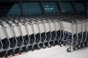 Airport Trolleys in the International Airport area.