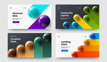 Clean realistic spheres company cover layout bundle. Trendy booklet design vector concept composition.