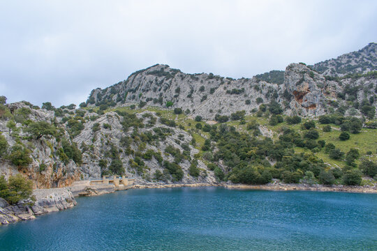 Landscape of water reservoir Gorg Blau in Mallorca, Balearic Islands, Spain