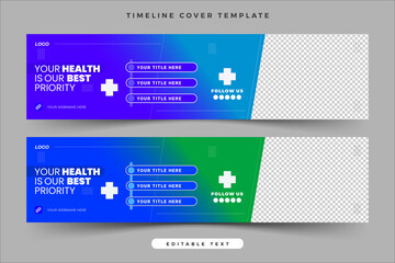 Gradient healthcare social media timeline banner design