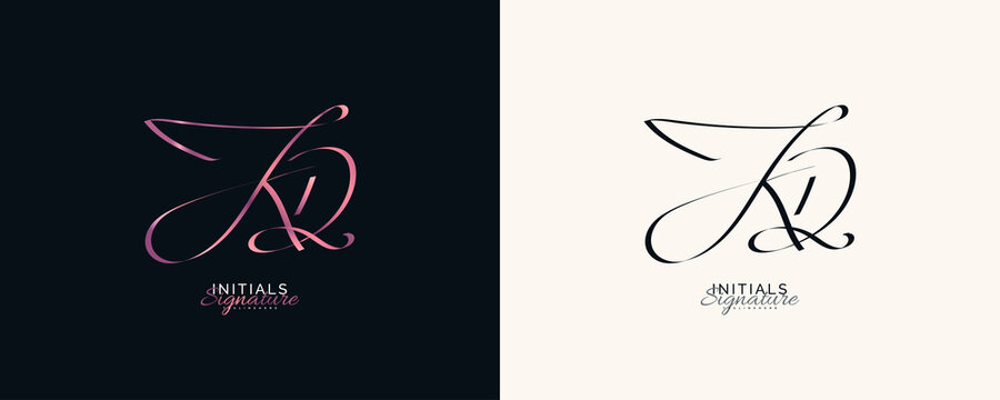 KD Initial Signature Logo Design with Elegant and Minimalist Handwriting Style. Initial K and D Logo Design for Wedding, Fashion, Jewelry, Boutique and Business Brand Identity