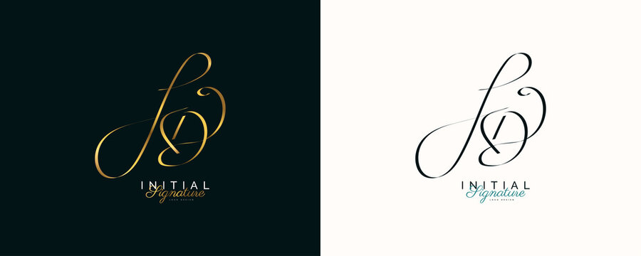 KD Initial Signature Logo Design with Elegant and Minimalist Gold Handwriting Style. Initial K and D Logo Design for Wedding, Fashion, Jewelry, Boutique and Business Brand Identity