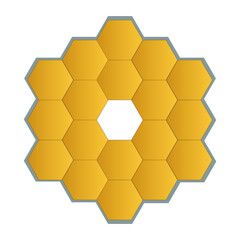 Golden hexagonal mirror of James Webb telescope. new space telescope. isolated on white background. Vector illustration.