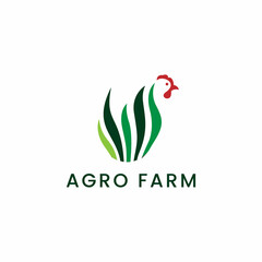 Naklejka premium Agro Farm Logo Design. Organic Agriculture symbol. Abstract Creative Farm vector. Nature Chicken animal Silhouette logo