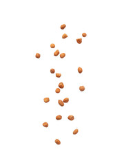 Falling peanuts isolated on white background with clipping path.