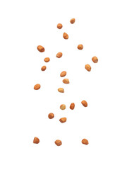 Falling peanuts isolated on white background with clipping path.