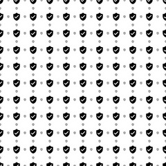 Square seamless background pattern from geometric shapes are different sizes and opacity. The pattern is evenly filled with big black protection mark symbols. Vector illustration on white background