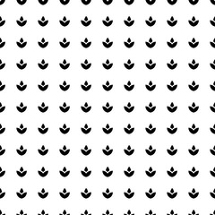 Naklejka premium Square seamless background pattern from geometric shapes. The pattern is evenly filled with big black water lily symbols. Vector illustration on white background
