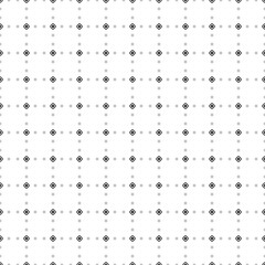 Square seamless background pattern from geometric shapes are different sizes and opacity. The pattern is evenly filled with small black crosshair symbols. Vector illustration on white background
