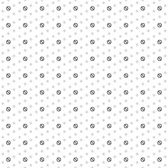 Square seamless background pattern from geometric shapes are different sizes and opacity. The pattern is evenly filled with small black stop symbols. Vector illustration on white background