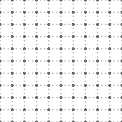 Square seamless background pattern from geometric shapes are different sizes and opacity. The pattern is evenly filled with small black chip symbols. Vector illustration on white background