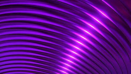 Purple metallic background, shiny striped 3D metal abstract background, technology lustrous 3D render illustration.