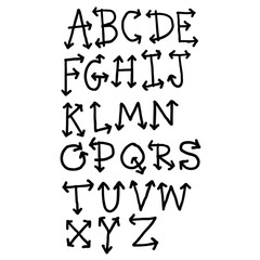 Hand drawn alphabet Handwriting lettering Calligraphy font icon sign symbol design