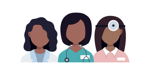 Female team of doctors. Vector illustration.