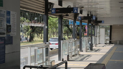Polda Metro Jaya Bus Stop, taken on July 10, 2022 in Jakarta, Indonesia