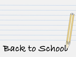 Pencil writing back to school on a notebook