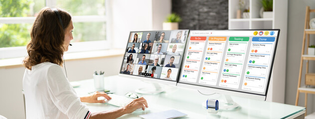 Online Remote Video Conference Webinar Scrum Meeting