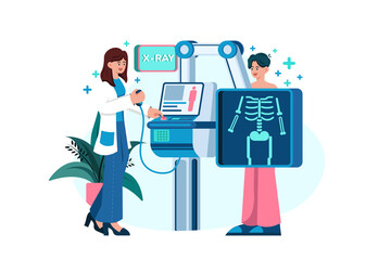 Doctor Examining Patient's X-Ray Illustration concept