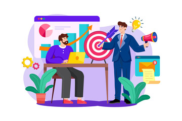 Marketing Director Illustration concept. Flat illustration isolated on white background