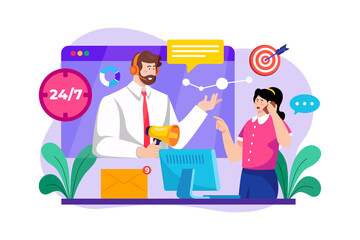 Marketing Consultant Illustration concept. Flat illustration isolated on white background