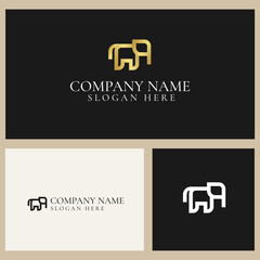 Elegant Elephant with lineart style logo design