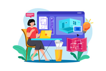 Interior Designer Illustration concept. Flat illustration isolated on white background