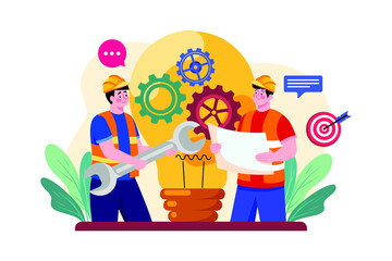 Mechanical Engineer Illustration concept. Flat illustration isolated on white background