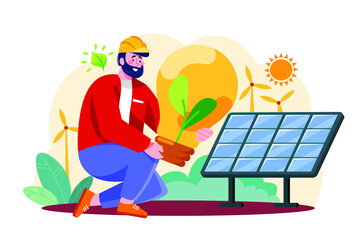 Environmental Engineer Illustration concept. Flat illustration isolated on white background