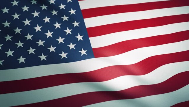 Waving USA flag in slow motion. Seamless loop. Ultra realistic 3D render. [ProRes - UHD 4K]