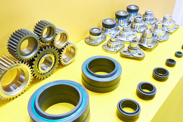 Metal parts flanges, gears and seals in store