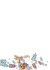 Yellow Leaf Background White Vector. Foliage Elm Frame. Red Leaves. Orange Herb Nature. Silhouette Texture.