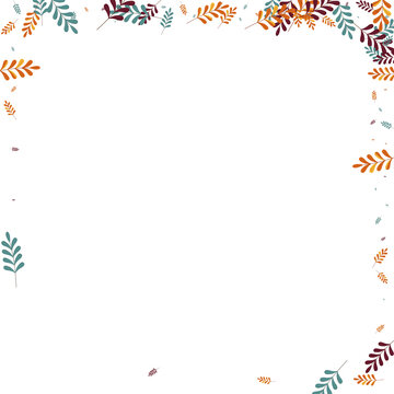 Gold Foliage Background White Vector. Leaves Poster Illustration. Orange Herb. Brown Plant Wallpaper. Vibrant Frame.