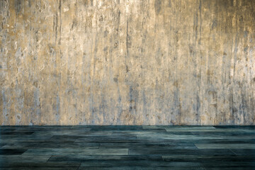 Grounge Concrete Wall & Hardwood Floor - Background