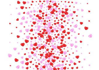 Red Heart Background White Vector. Art Frame Confetti. Fond Abstract Pattern. Pink Heart Random Texture. Violet Celebration Backdrop.